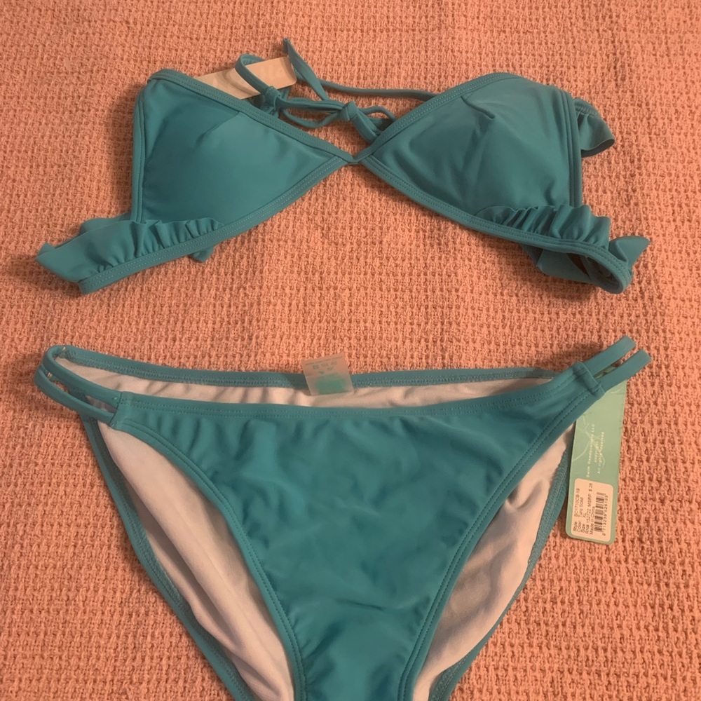 Turquoise Ruffle Bikini Set